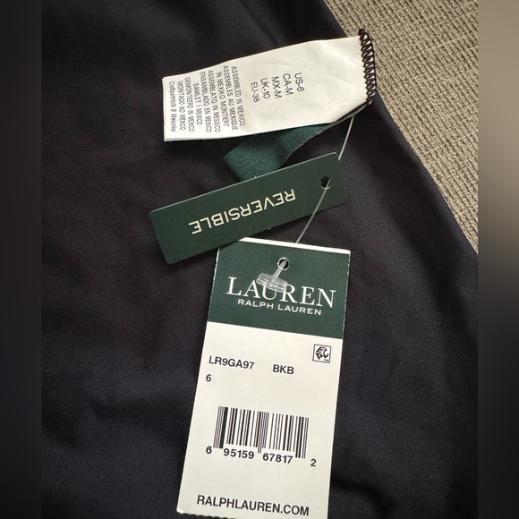 Ralph Lauren Royal Blue/Black Reversible Luxurious Bikini Bottom Size 6 NWT - Picture 8 of 8